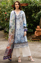 Y-1108 | 3Pc Unstitched Suit Embroidered Lawn Vol-11 Riwayat By Ramsha